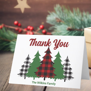 Carte De Remerciements Arbres de Noël Joyeux Rouge Plantés Personnalisés