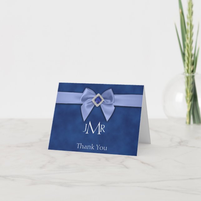 Carte De Remerciements Arc bleu saphir 45e anniversaire de mariage remerc (Devant)