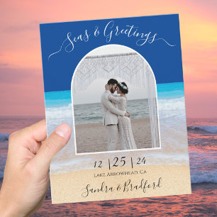 Carte De Remerciements Arc de photo de plage Ocean Blue Salutations mers