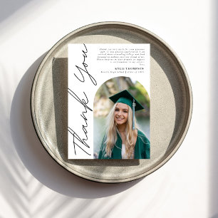 Carte De Remerciements Arc de script Décontracté moderne photo Graduation