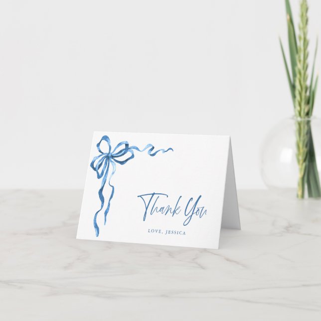 Carte De Remerciements Arc dessiné à la main à l'aquarelle bleue moderne  (Devant)