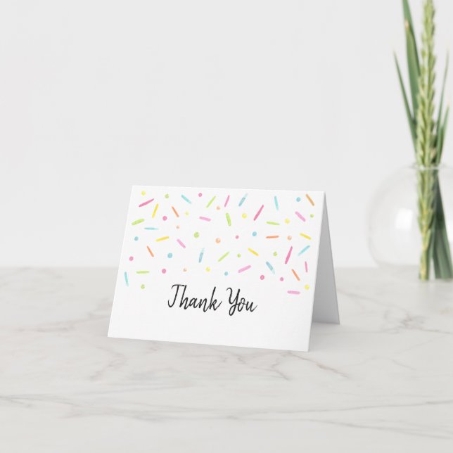 Carte De Remerciements Arc-en-ciel Bébé Sprinkle Confetti Neutral (Devant)