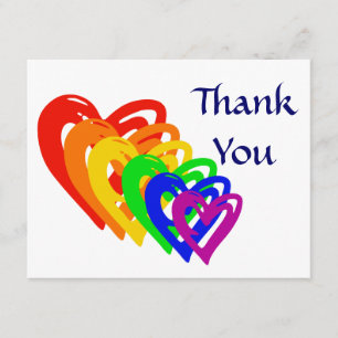 Carte De Remerciements Arc-en-ciel de coeurs