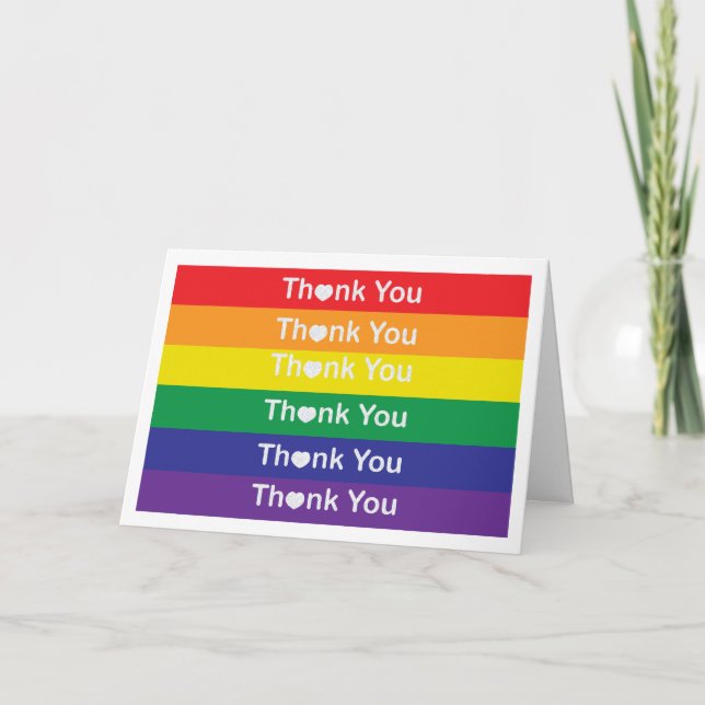 Carte de remerciements arc-en-ciel du coeur (Devant)