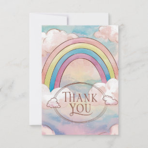 Carte De Remerciements Arc-en-ciel et nuages Whimsical élégant