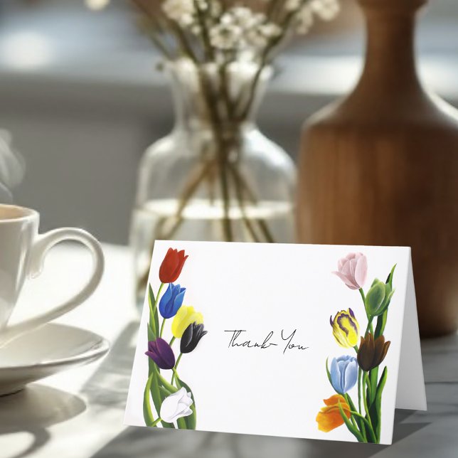 Carte De Remerciements Arc-en-ciel vibrant minimaliste Tulipe LGBTQ+ (Créateur téléchargé)