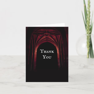 Carte De Remerciements Arc gothique Mariage élégant Noir Noir Noir Rouge