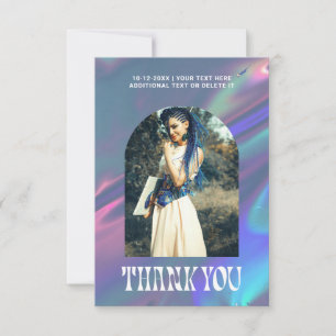 Carte De Remerciements Arc Grunge holographique groovy Photo ou Logo Than