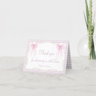 Carte De Remerciements Arc rose pâle en vichy baby shower petit-millénair