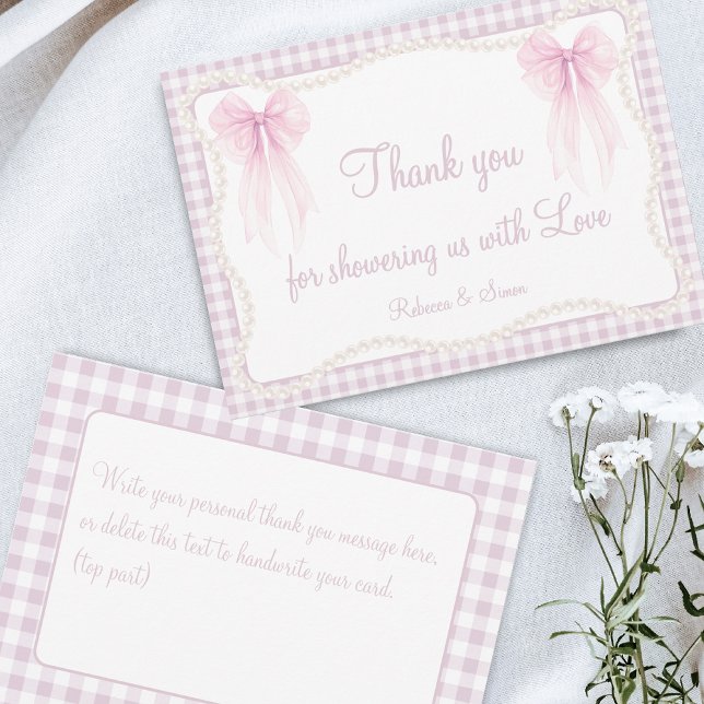 Carte De Remerciements Arc rose pâle en vichy baby shower petit-millénair (Créateur téléchargé)