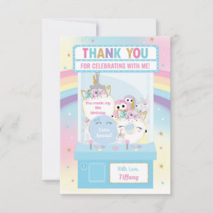Carte De Remerciements Arcade Girl Anniversaire Cute Blue Claw Machine