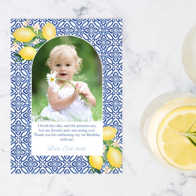 Carte De Remerciements Arch Lemons Girl Birthday Party Photo (Créateur téléchargé)