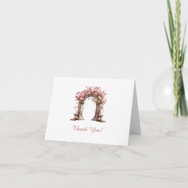 Carte De Remerciements Arch Mariage Boho Rose (Devant)