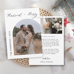 Carte De Remerciements Arch Photo Moderne Joyeux Marié Mariage Noël