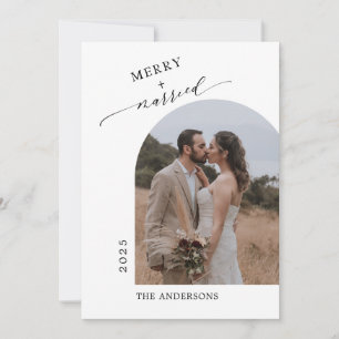 Carte De Remerciements Arch Photo Moderne Merry Marié NewlyWed