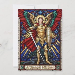 Carte De Remerciements Archange Michel - Ange Coloré en Verre Cathédrale