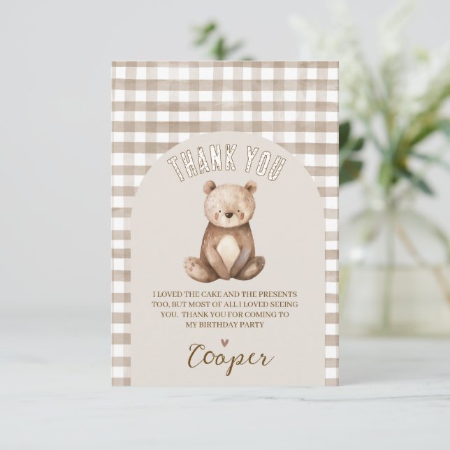 Carte De Remerciements Arche Brown moderne Notre Petit Ours Anniversaire (Debout devant)