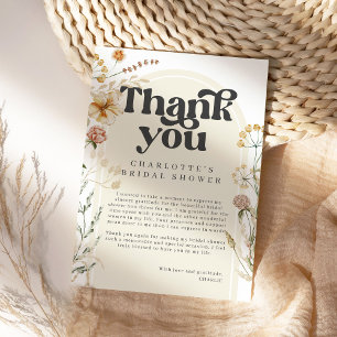 Carte De Remerciements Arche de fleurs sauvages bohèmes pour Baby Shower 