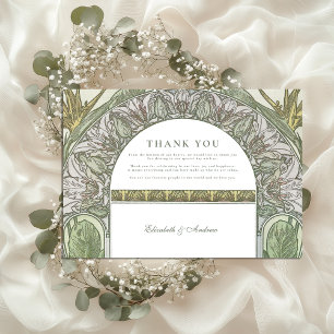 Carte De Remerciements Arche en feuilles d'olive Art Nouveau mariage
