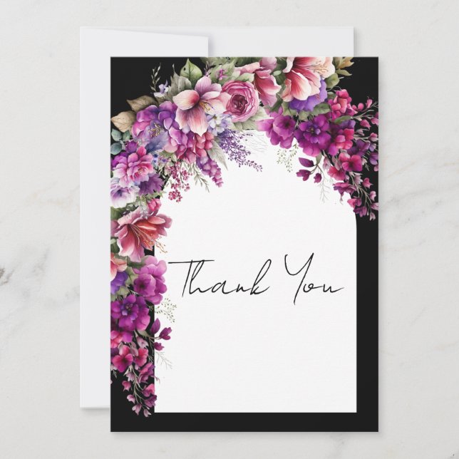 Carte De Remerciements Arche florale lavande fuchsia pour une baby shower (Devant)