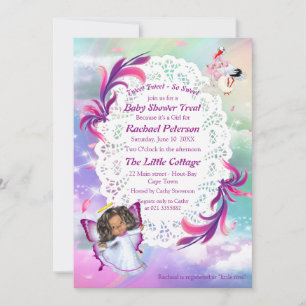 Carte De Remerciements Arcs-en-ciel, Nuages fluides, Baby shower papillon