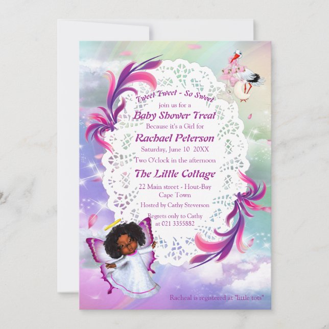 Carte De Remerciements Arcs-en-ciel, Nuages fluides, Baby shower papillon (Devant)