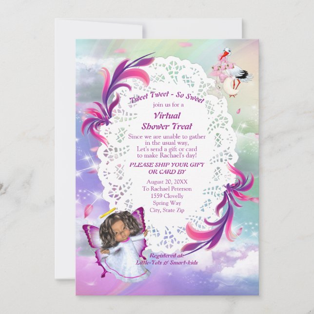 Carte De Remerciements Arcs-en-ciel, Nuages fluides, Baby shower papillon (Devant)