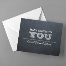 Carte de remerciements Argent Chalkboard