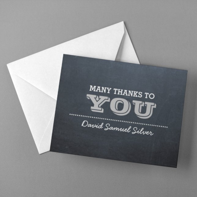 Carte de remerciements Argent Chalkboard (Créateur téléchargé)