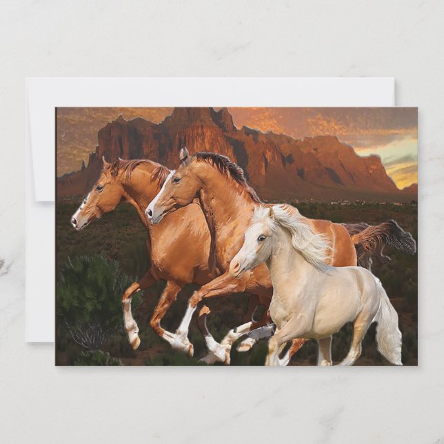 Carte De Remerciements Arizona Chevaux sauvages (Devant)
