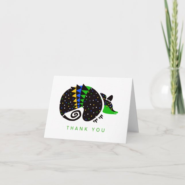 Carte De Remerciements ARMADILLO Graphique - Joyeux anniversaire - Animau (Devant)
