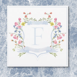 Carte De Remerciements Armoiries de mariage élégantes aux fleurs sauvages