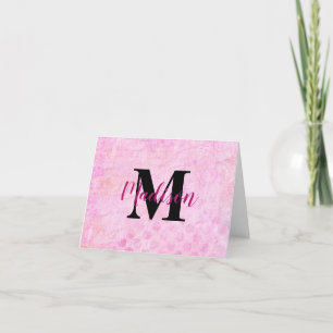 Carte De Remerciements Arrière - plan Motif Monogram Over Pink Collage