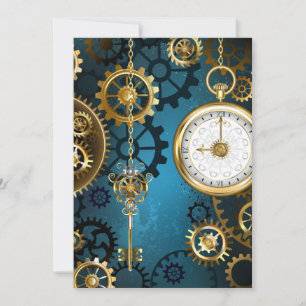 Carte De Remerciements Arrière - plan turquoise à vapeur avec Gears