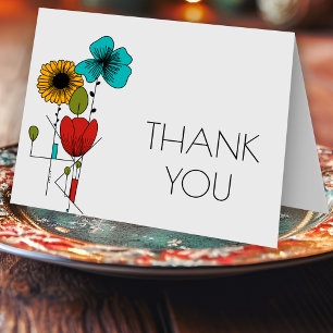 Carte De Remerciements Art contemporain Nouveau Floral Mariage