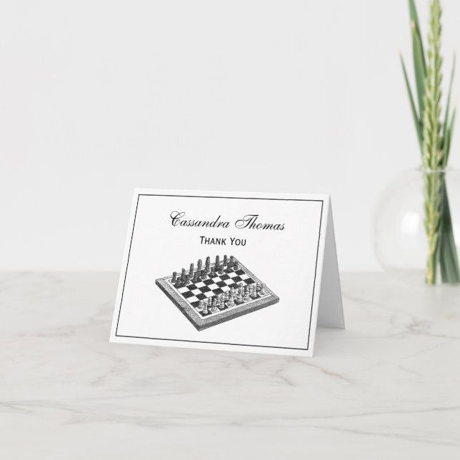 Carte De Remerciements Art de cru d'échiquier et de pièces d'échecs (Devant)