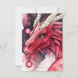 Carte De Remerciements Art de l'aquarelle rouge Dragon