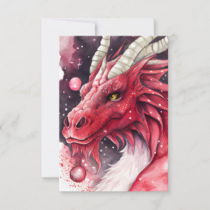 Carte De Remerciements Art de l'aquarelle rouge Dragon