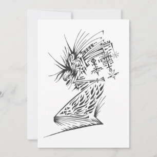 Carte De Remerciements Art de tatouage tribal abstrait noir et blanc flui