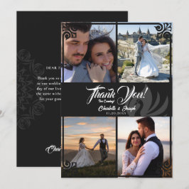Carte De Remerciements Art déco moderne cygne noir 4 Mariage photo