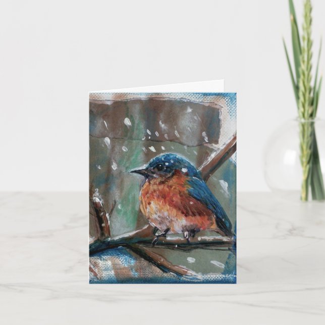 Carte De Remerciements Art du Bluebird d'hiver (Devant)
