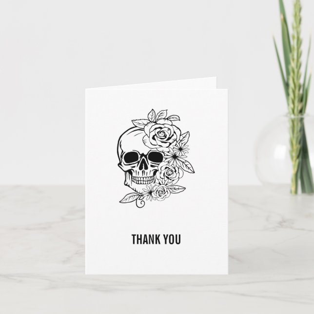 Carte De Remerciements Art floral du crâne (Devant)