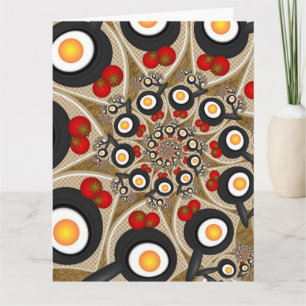 Carte De Remerciements Art fractal de brunch drôle, tomates, œufs