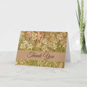 Carte De Remerciements Art Nouveau Alphonse Mucha Fleurs de carnation flo