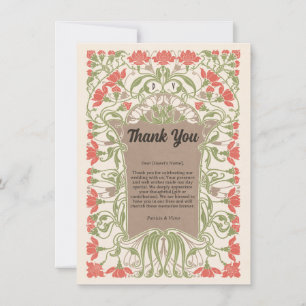 Carte De Remerciements Art Nouveau Élégance florale