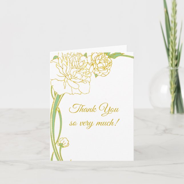 Carte de remerciements Art nouveau Peony (Devant)