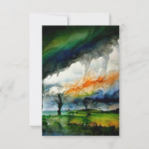 Carte De Remerciements Art numérique à l'encre d'alcool Rainstorm Rainbow