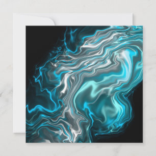 Carte De Remerciements Art numérique bleu et noir en satin soyeux