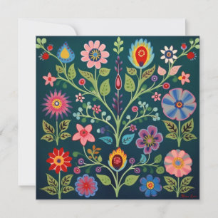 Carte De Remerciements Art populaire floral
