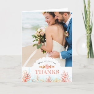 Carte De Remerciements art sous-marin mariage corail et poisson aquarelle